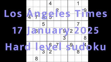 Sudoku solution – Los Angeles Times 17 January 2025 Hard level