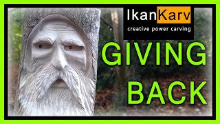 Giving Back  - Oct 2020 - A Hollywood wood spirit - Kutzall carving burrs - Dremel flex shaft