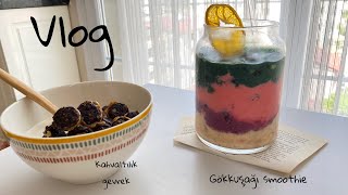 Benimle Mini Bir Gün| Fit Kahvaltılık Gevrek | Rainbow Smoothie ? | Makrome Ayna Yapımı|Sessiz Vlog