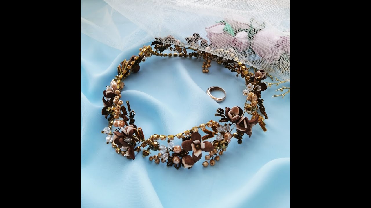 Bridal Hair Vines Crystals Wedding Headpieces. Bohemian hair accessory. Золотая веточка