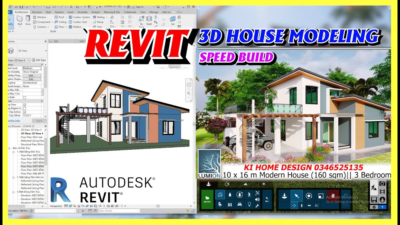 3D Revit Modern House Modeling - Speed Build || Revit + Lumion Tutorial ...