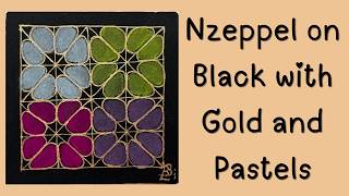 ‘Nzeppel on Black with Gold and Pastels