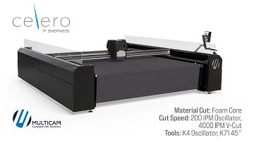 MultiCam | Celero 7322 Flatbed Cutter Cutting Foam Core at 4,000 IPM