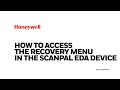 How to access the Recovery menu in the ScanPal EDA device