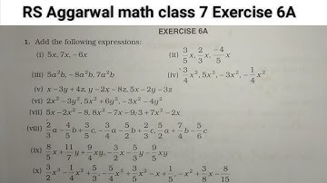 RS Aggarwal math class 7 Exercise 6A ।। Class 7 Exercise 6A RS Aggarwal math solution । Algebra