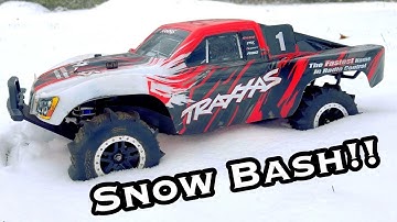 Traxxas Slash 4x4 Brushless ~ SNOW BASH with PADDLE TIRES!!