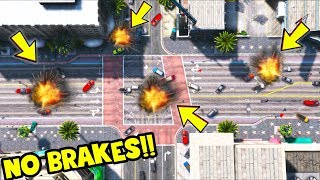 I removed BRAKES from ALL cars and here's what happened!! (GTA 5 Mods Gameplay)