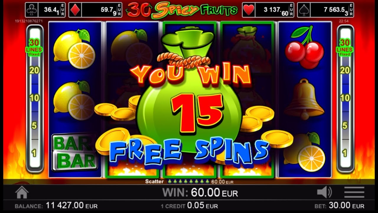 30 Spicy Fruits Slot - Winning 15 Free spins on 30 euro bet