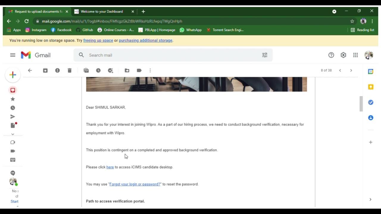 How to fill Embark profile in wipro ? Background check After accept LOI ?Laptop collection mode