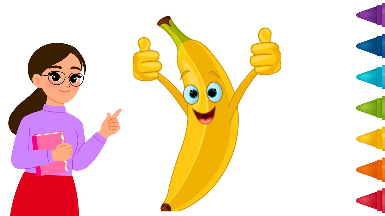 How to Draw cartoon fruit Banana Drawing for kids
