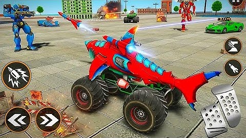 Monster Truck Robot Shark Attack - Car Robot Game - Android Gameplay
