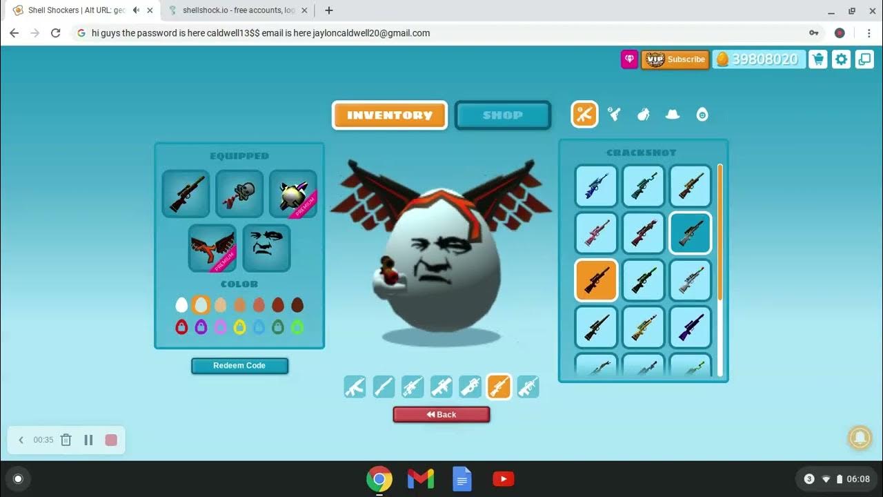 shell shockers giveaway account (in the description) YouTube