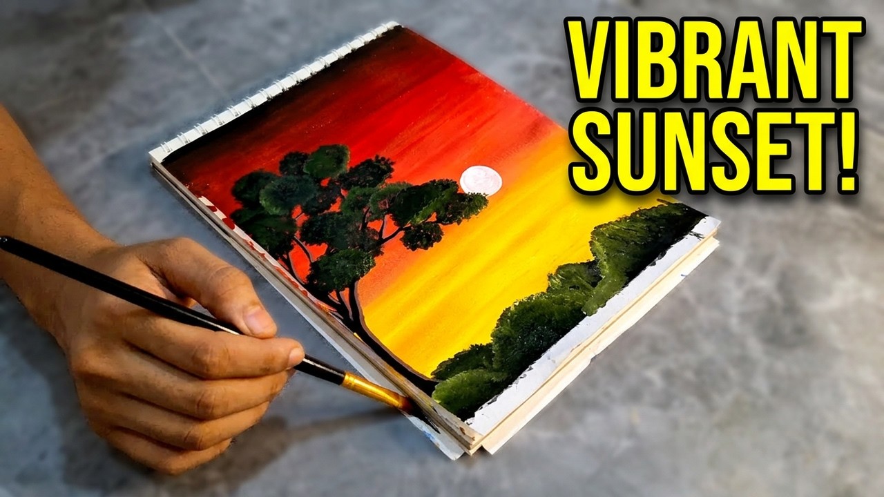 Sunset Method How to Draw a Vibrant Sunset Landscape | #oilpastel #tutorial #easy # ...