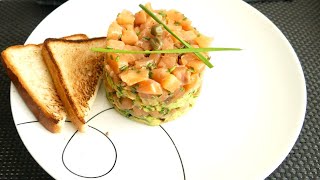 Salmon and avocado tartare! Delicious fish appetizer!