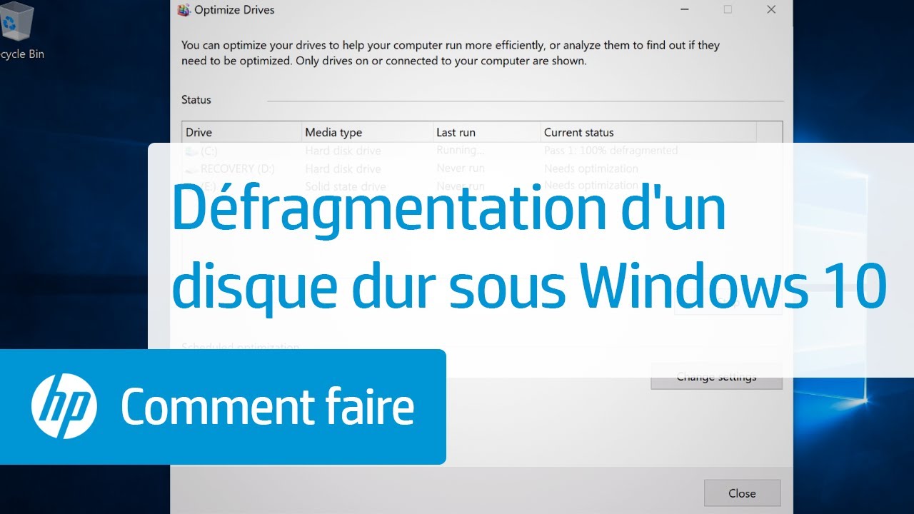 Défragmentation d'un disque dur sous Windows 10 | HP Support - YouTube