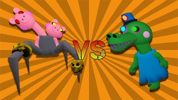 Spider Piggy vs Mrs. Crocodile Fight! | Piggy Custom Characters