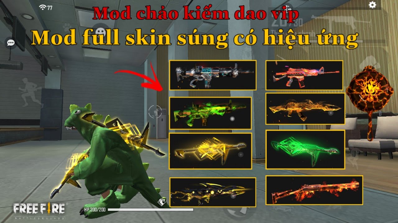 [Free Fire] HƯỚNG DẪN MOD FULL SKIN SÚNG VIP CÓ HIỆU ỨNG , DAO,CHẢO