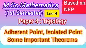Derived set based Theorems, Adherent Point, Isolated Point, Perfect set | M.Sc. Maths 1st Sem NEP 