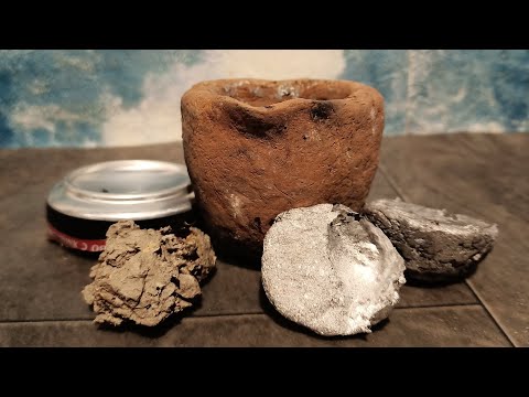 Видео: Переплавка алюминиевых банок, обжиг тиглей из белой глины + переплавка содержимого шлаколадки!!!