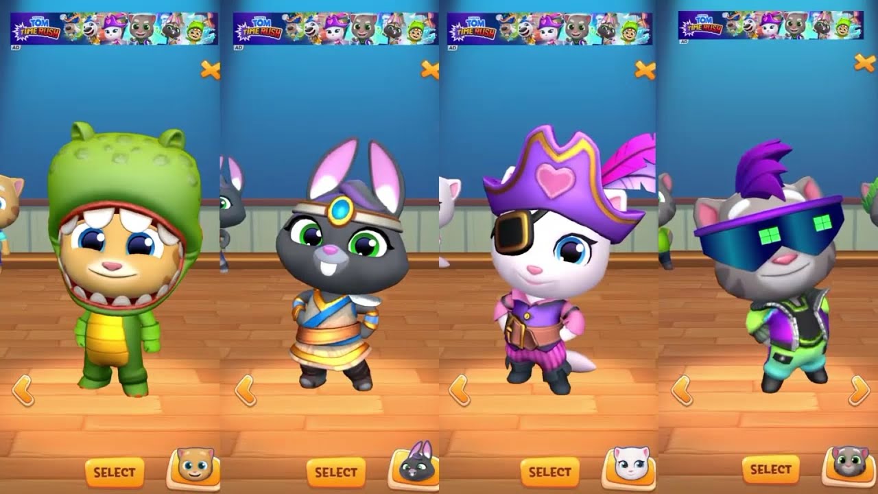 Talking Tom Gold Run 2 Dinosaur Ginger vs Mythic Becca vs Pirate