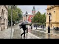 Stockholm Walks: Arsenalgatan - Fredsgatan. Central city in the September rain