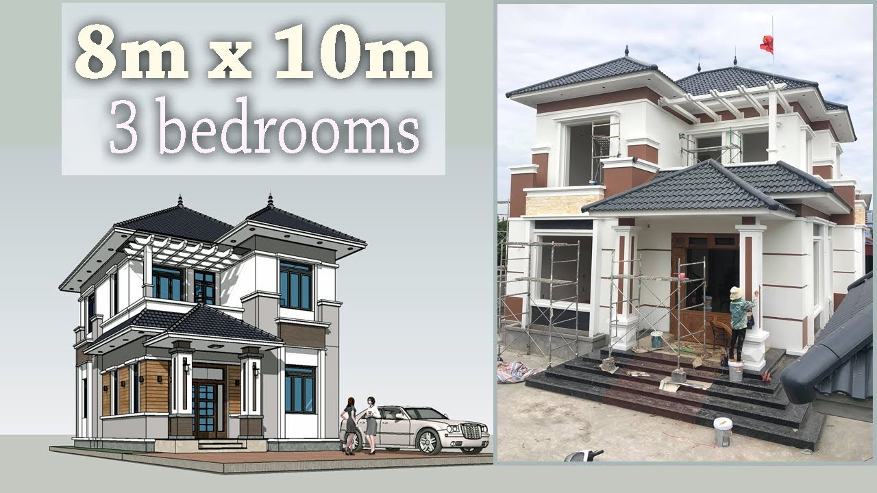 Two storey House Design 8m x 10m ○ 3D House Design - YouTube