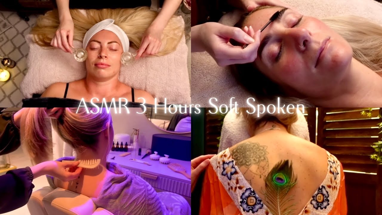 ASMR 3 HOURS of My Most Popular Soft Spoken Videos of 2024! Back, Neck, face & Hair Care for Sleep.