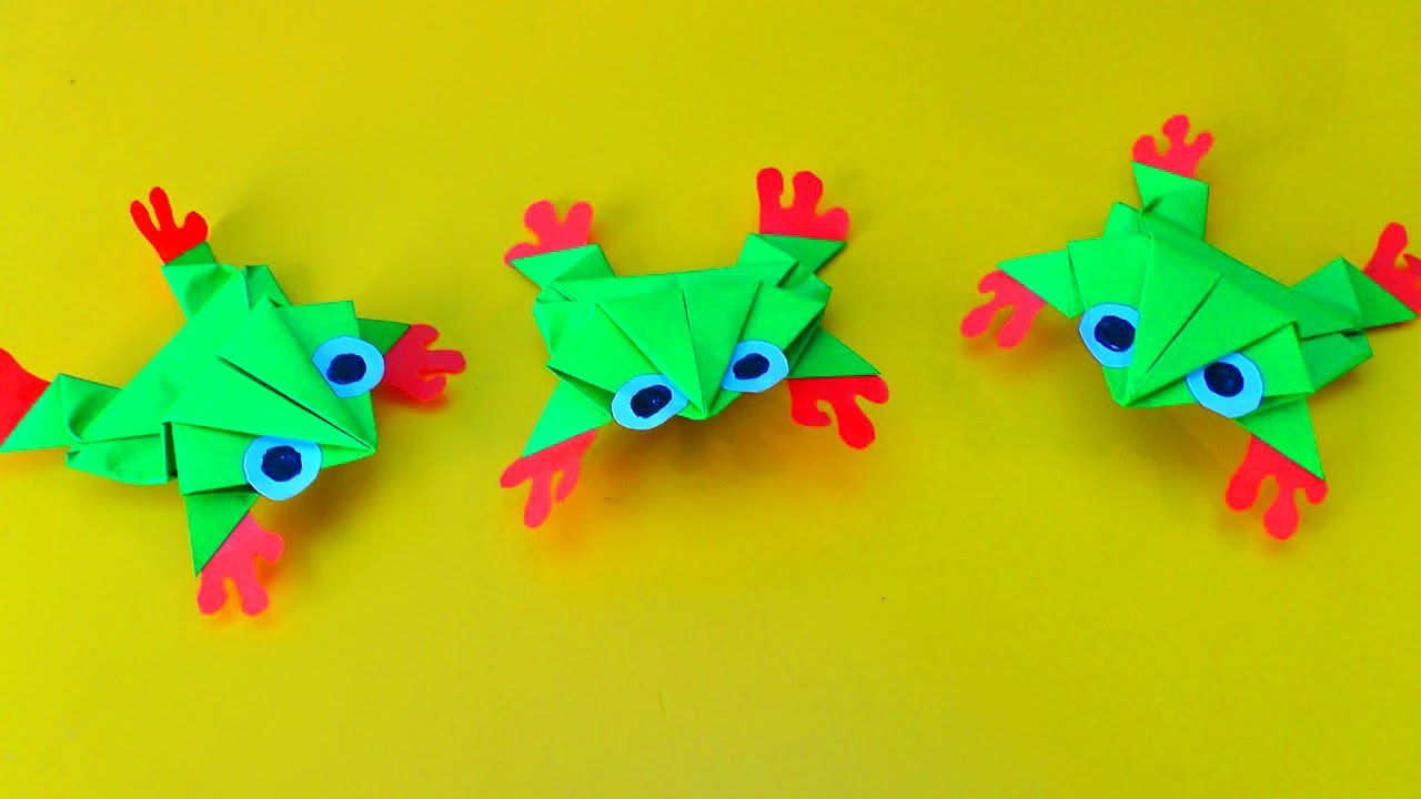 Origami. Paper frog that jumps. Origami. Rana de papel que salta. - YouTube