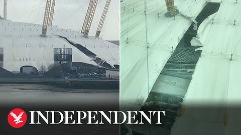 Storm Eunice: O2 Arena roof rips open as winds of up to 90mph batters UK