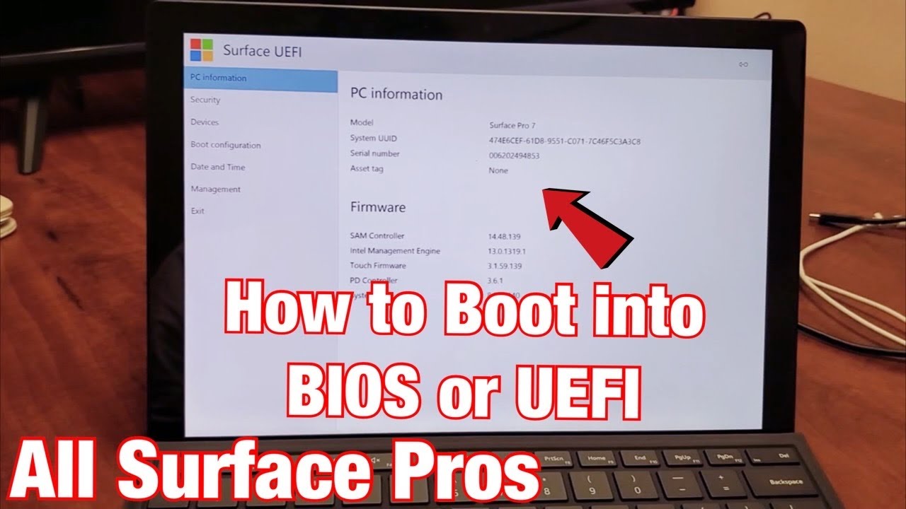 How to Enter Into BIOS / UEFI on Microsoft Surface X) - YouTube