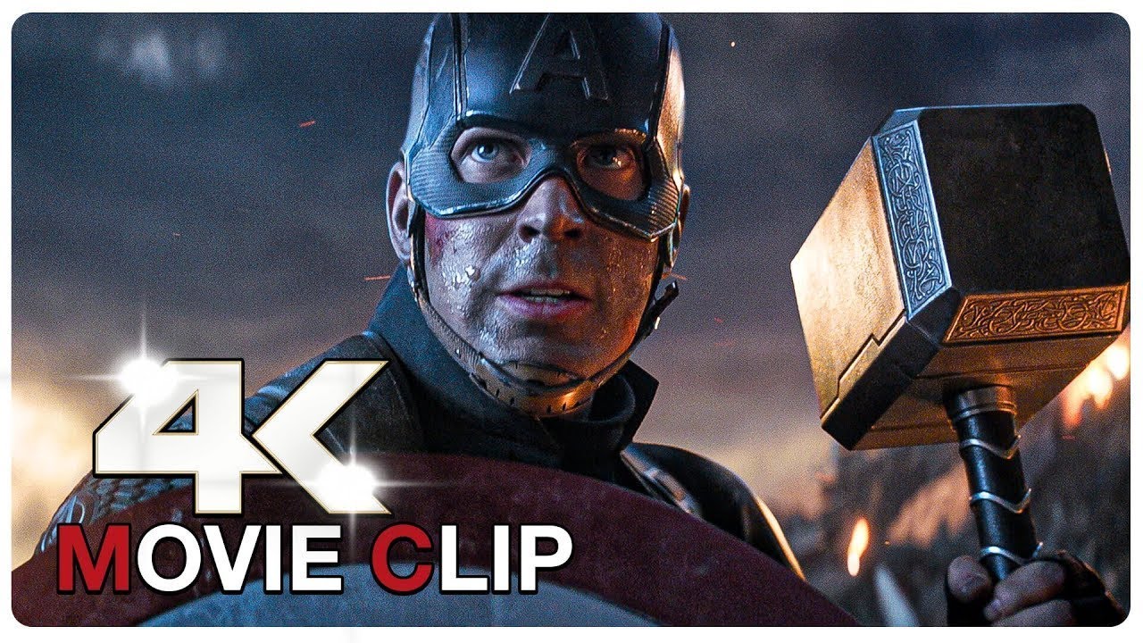 Captain America vs Thanos Fight Scene - Captain America Lifts Mjolnir ...