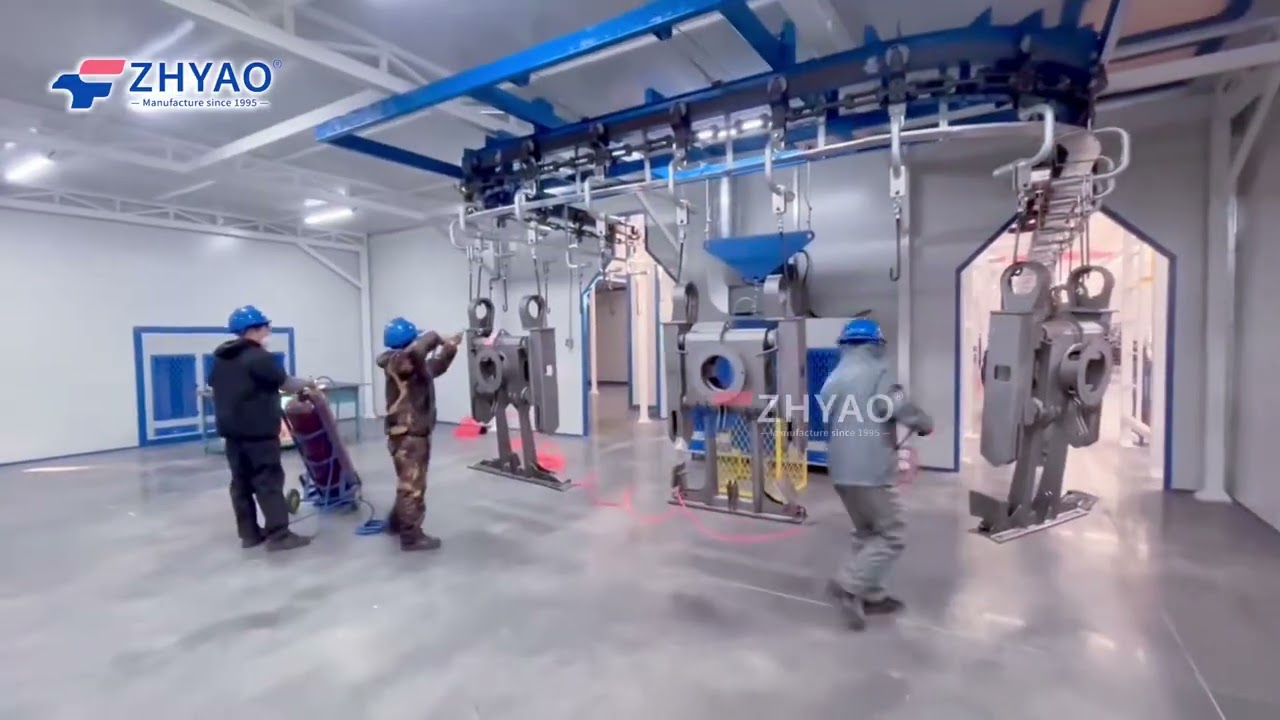 Automatic powder painting line for excavator parts with P&F conveyor