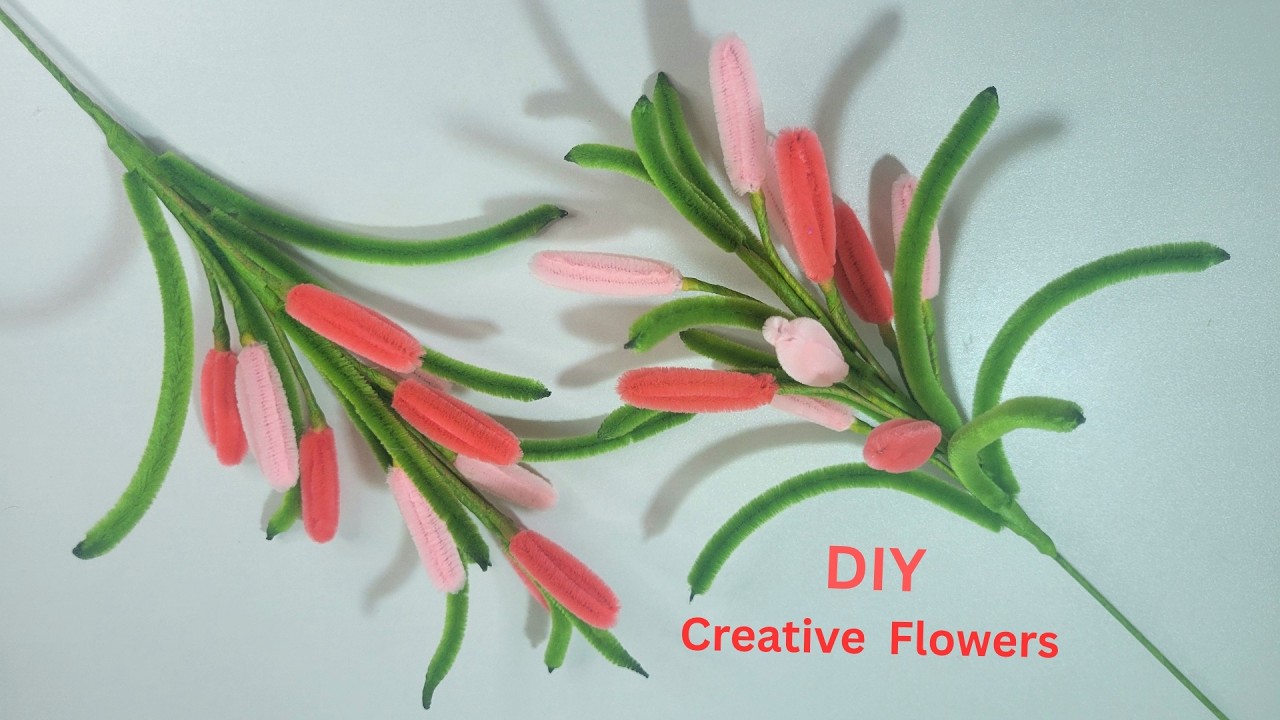 Как сделать креативные цветы из проволоки для чистки трубок | Букет из красных и розовых цветов и...