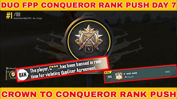 Hacker ban in duo fpp rank push || duo fpp conqueror rank push day 7 || bgmi rank push