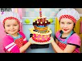 Bake a Birthday Cake! Sisters Cooking Pretend Play