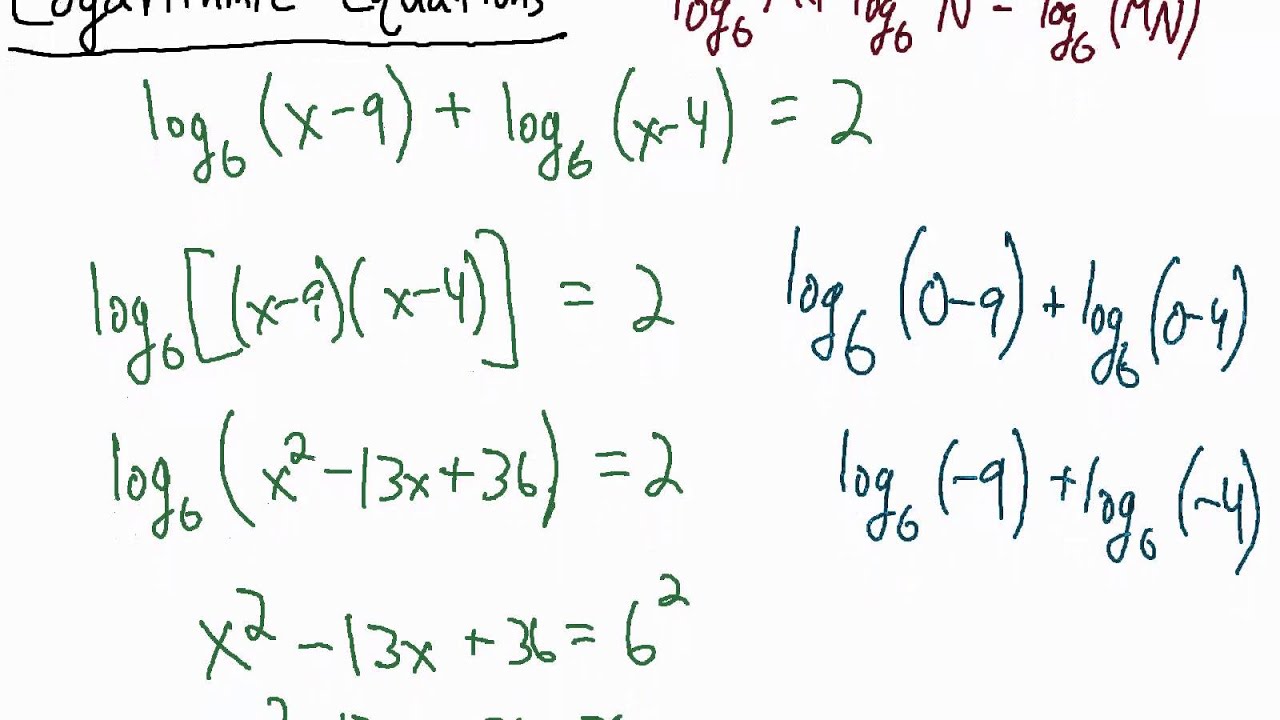 Logarithmic Equations - Example 12