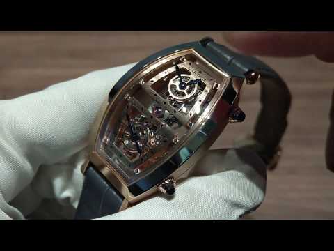 【弧形雙時區】CARTIER 卡地亞 TONNEAU SKELETON DUAL-TIME 鏤空兩地時間腕錶