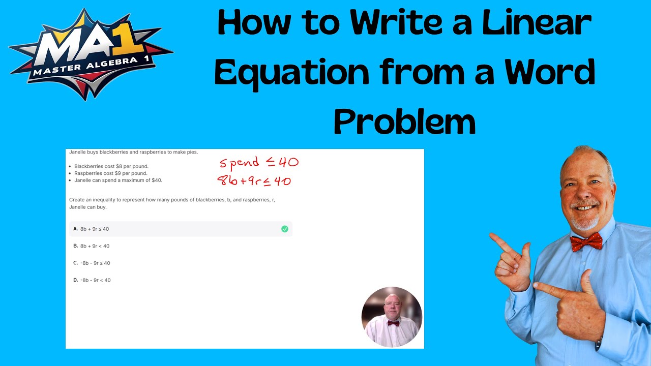 How to Write a Linear Equation from a Word Problem (T1Q42) - YouTube