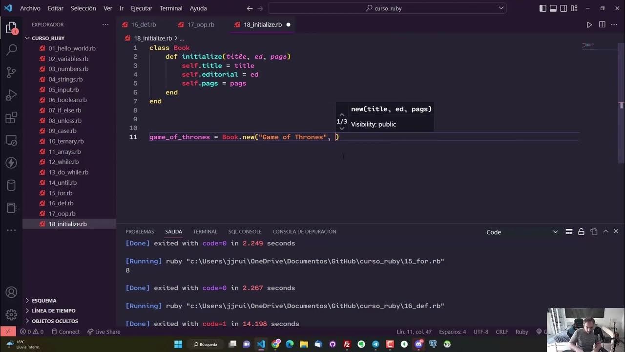 19 Constructores getters y setters - Curso Ruby - OpenBootcamp - YouTube