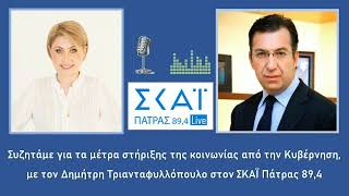 Συζητάμε για τα μέτρα στήριξης της κοινωνίας με τον Δημήτρη Τριανταφυλλόπουλο στον ΣΚΑΪ Πάτρας