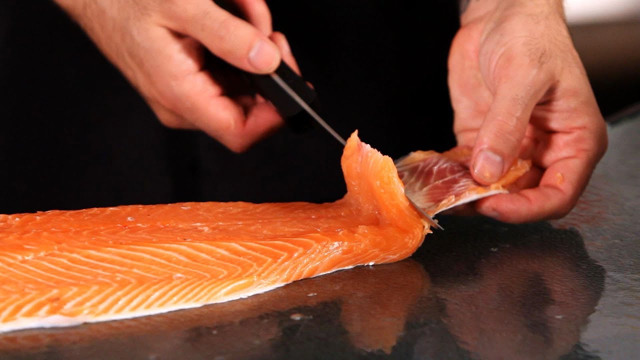 How to Remove the Skin from Salmon | Fish Filleting - YouTube