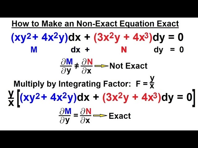 Differential Equation 1st Order Integrating Factor 2 Of 14 What If The Equation Is Not Exact Youtube
