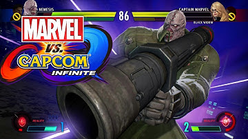 Nemesis & Chris (Resident Evil) vs Captain Marvel & Black Widow - Marvel vs Capcom Infinite PC 4K