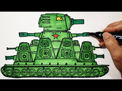 Cách vẽ xe tăng hoạt hình KB-44M - [Xe tăng HomeAnimations] How To Draw A Tank