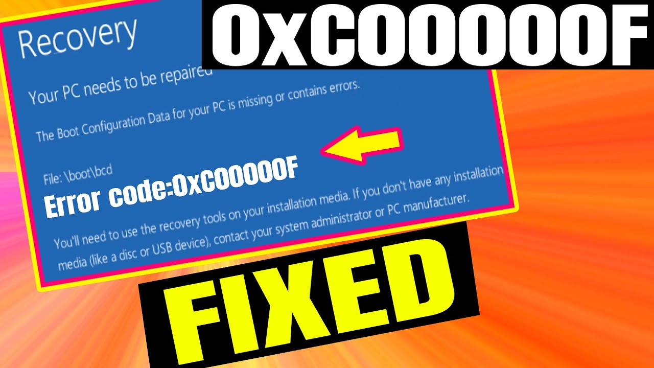 How To Repair Error Code 0xc00000f In Windows 10 2021 Youtube - boot bcd 0xc000000f error windows 7 roblox