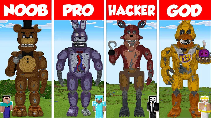 Minecraft FIVE NIGHTS AT FREDDY'S STATUE HOUSE BUILD CHALLENGE - NOOB vs PRO vs HACKER vs GOD / FNAF