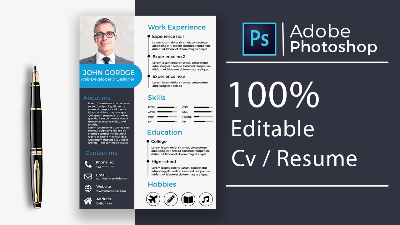 how to make a creative cv in photoshop