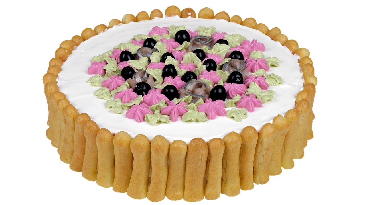 Закусочный торт "Дамские пальчики". Эффектное оформление для праздничного стола.  - «Видео советы»