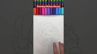 🤩 Drawing Mickey Mouse but with 4 Different Art Supplies 🤩 #shorts
