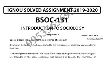 BSOC-131 Solved Assignment 2019-20